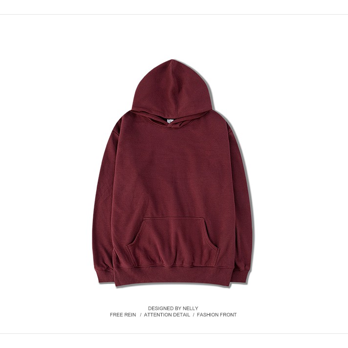Áo hoodie Nelly trơn màu đỏ đô | BigBuy360 - bigbuy360.vn