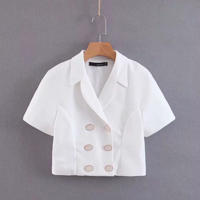 Áo croptop cổ vest Bella Hadid tqxk