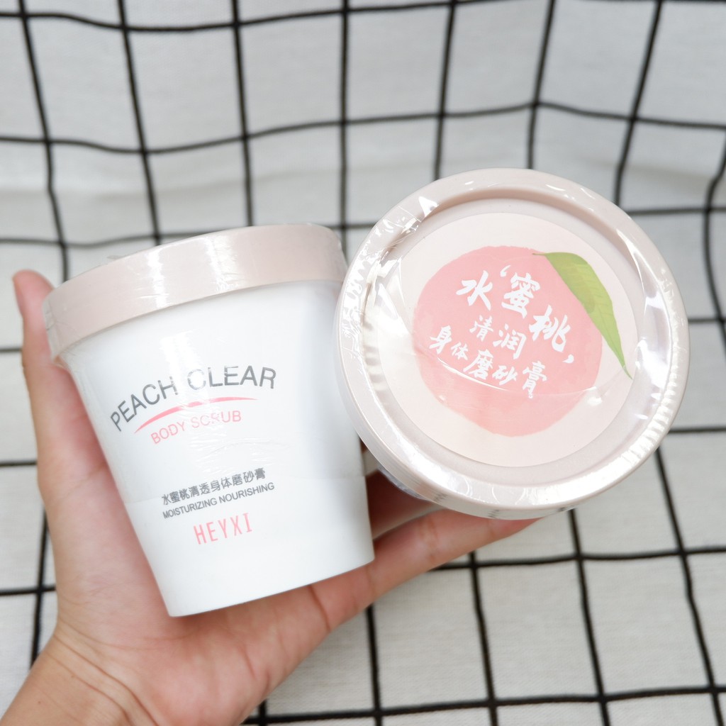 Kem Tẩy Tế Bào Chết Body hương Đào Peach HEYXI giúp da trắng hồng, cải thiện làn da 200ml NPP Shoptido Peach Body Scrubs