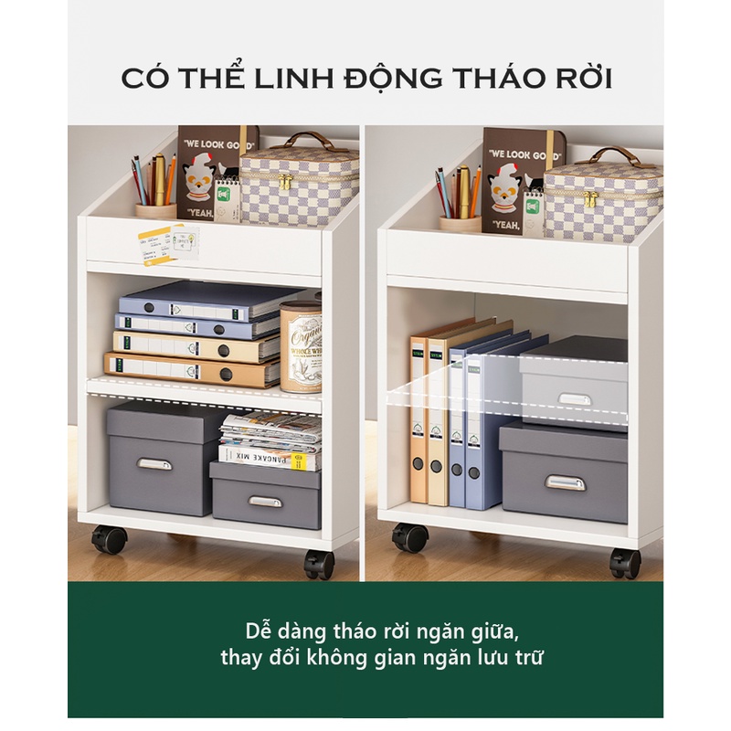 Tủ Đựng Đồ Văn Phòng IGA Màu Trắng Có Bánh Xe   GP190