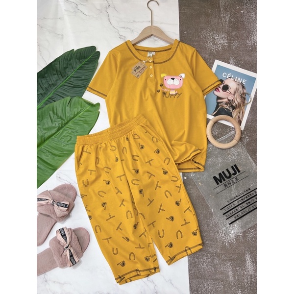Bộ ngủ cotton thun MJ quần lỡ