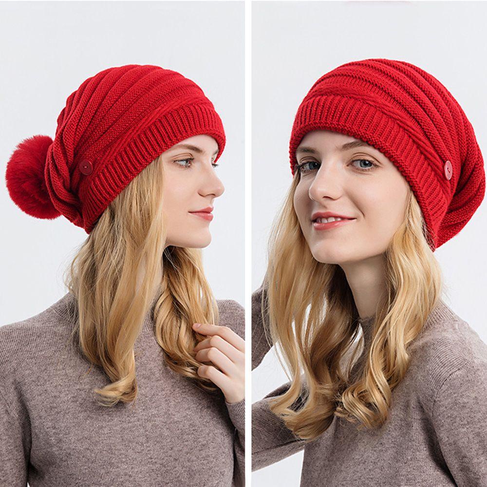 Mũ Dệt Kim Co Giãn Màu Trơn Thời Trang Thu Đông Dành Cho Nữ