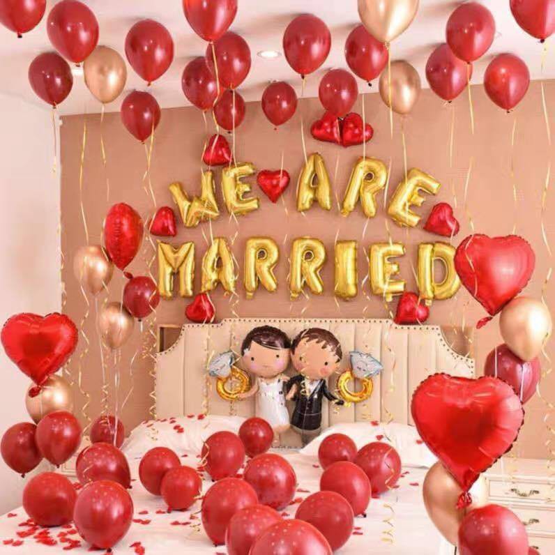 Set Bóng Bay Trang Trí Phòng Cưới Nhiều Mẫu Tặng Kèm Phụ Kiện Đủ