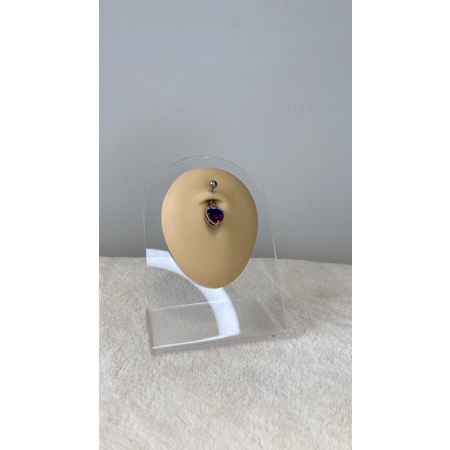 Khuyên rốn hình trái tim tím gắn đá bằng thép không gỉ