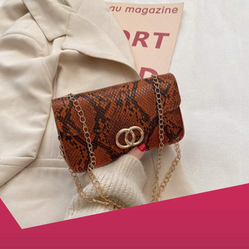 {Hot Trend} Túi xách nữ đeo chéo mini họa tiết da trăn phong cách Retro- DC08 túi đeo vai