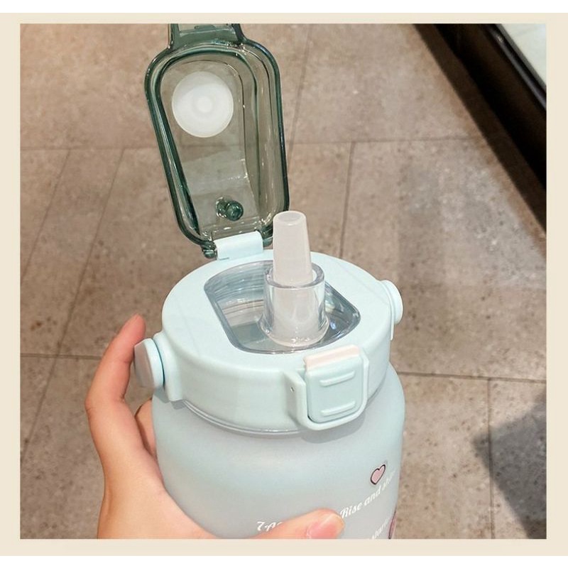 (giá sỉ) Bình Đựng Nước 2L Có Vạch Báo Giờ Uống Nước Tiện Lợi Siêu Dễ Thương -gttk