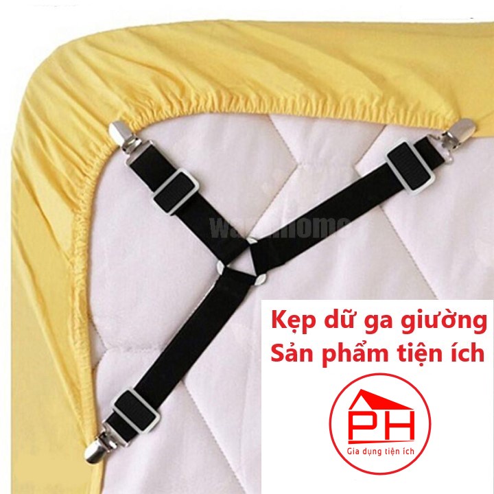 Bộ 4 Kẹp ga trải giường chống xê dịch cố định và giữ phẳng drap ga phủ giường (Giao mầu ngẫu nhiên) - Gia dụng Phước Hòa