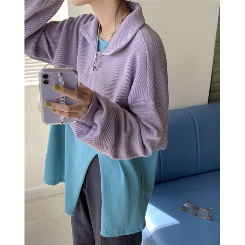 Sale 68% Áo len tay dài cổ polo dáng rộng dành cho nữ, Haze blue, Giá gốc 291000đ - 9K25 | BigBuy360 - bigbuy360.vn