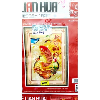 Tranh thêu chữ thập LỘC TÀI PHÁT ĐẠT 51x74cm chưa thêu 3d dlh 222923