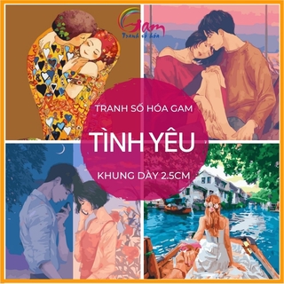 Tranh tự tô màu sơn dầu số hóa ❤️TÌNH YÊU❤️ Couple hạnh phúc nắm tay đi khắp thế gian TY0559