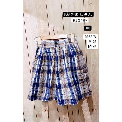 Quần short caro lưng cao có thun size S-M.A08