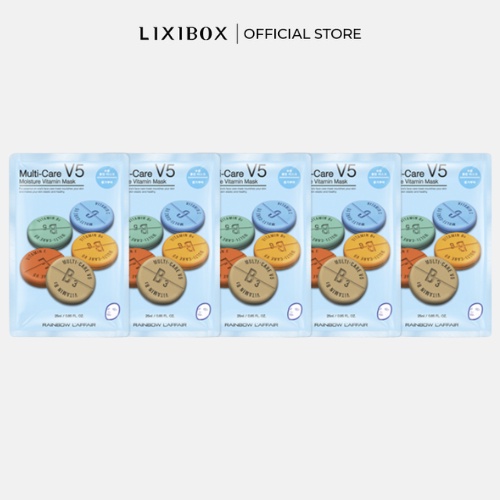 Combo 5 Mặt Nạ Dưỡng Ẩm Cho Da Mặt Rainbow L'affair Multi-Care V5 Moisture Vitamin 25ml x 5