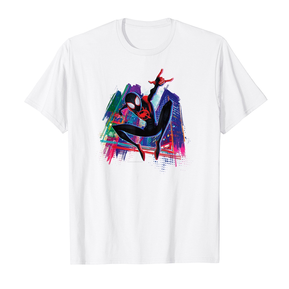Áo thun cotton unisex HTFashion in hình Marvel Spider-Man Miles Morales Graffiti City-9242