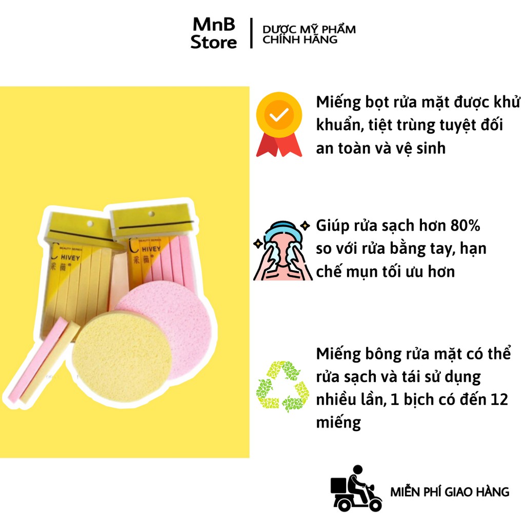 Miếng bọt rửa mặt Chivey Nhật Bản siêu sạch, an toàn cho da - MnB Store