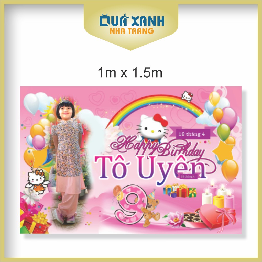 Phong Mang Sinh Nhật Nhựa  KT 1*1.5m  Shop Quảng cáo ( thay hình đổi tên)