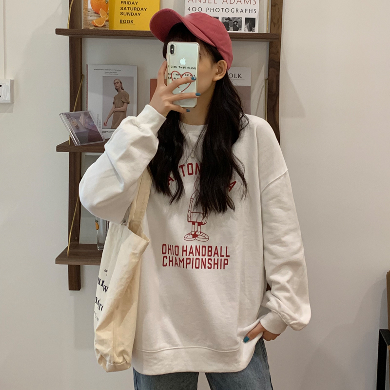 Áo Sweater Dài Tay Cổ Tròn In Họa Tiết Xinh Xắn Dành Cho Nữ