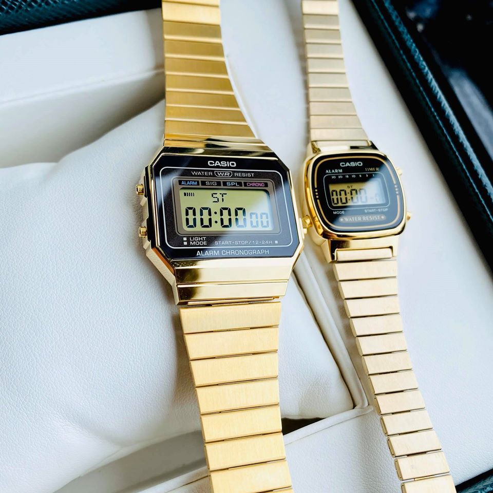 Đồng hồ đôi nam nữ Casio A700 và LA670 Gold - Hàng chính hãng - Fullbox Tem - BH 1 năm