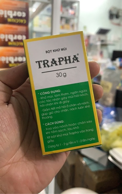 Bột khử mùi Trapha 30g (TRAPHACO) - Ngăn mùi hôi chân, giày, nách, giảm tiết mồ hôi, giúp cơ thể khô thoáng