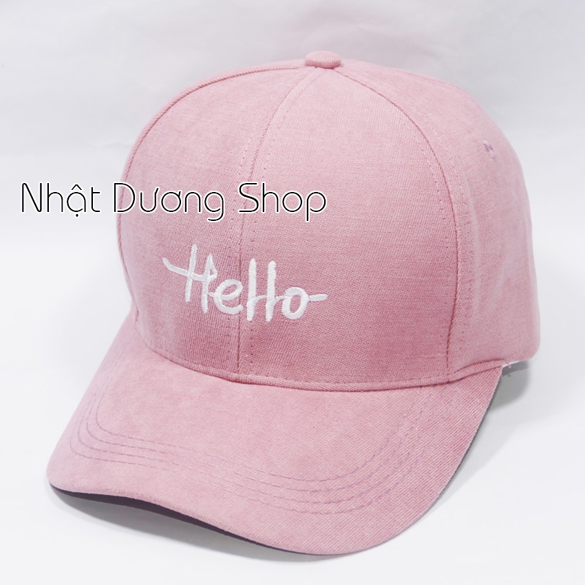 Mũ lưỡi trai ❤️ Nón kết thêu hình chữ Hello chất kaki cao cấp form unisex nam nữ