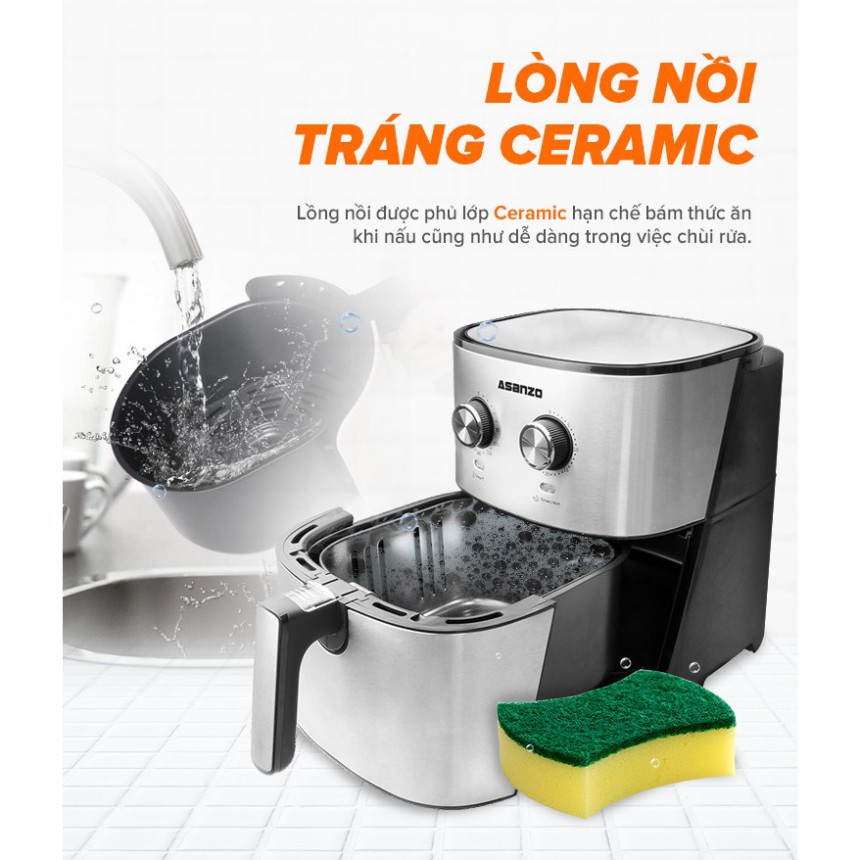 Nồi chiên không dầu Asanzo AAF1758 - 5.8L An Toàn Cho Sức Khỏe Hàng chính hãng