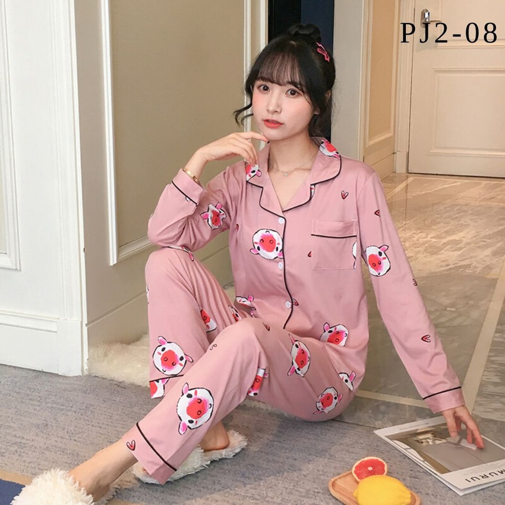 [KHUYẾN MÃI 3 NGÀY] BỘ PIJAMA DÀI TAY COTTON THUN HỌA TIẾT XINH XẮN HÀNG QUẢNG CHÂU CÓ SẴN | BigBuy360 - bigbuy360.vn