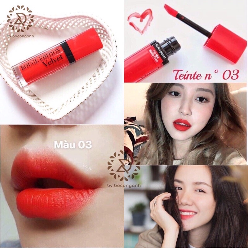 Son BJ 03 Bourjois velvet 03 đỏ cam hot peper