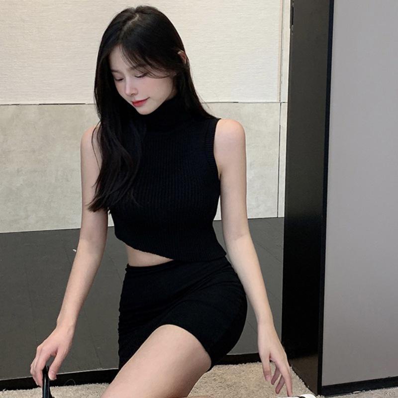 Áo dệt kim sát nách dáng ôm thiết kế quyến rũ cho nữ