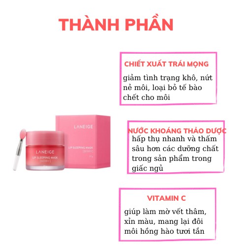 Mặt nạ ngủ môi Laneige 20g giảm thâm dưỡng môi cấp ẩm dưỡng ẩm chống lão hóa - Vamima Cosmetic