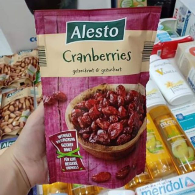 Quả Cranberry khô nguyên chất Alesto của Đức. Hạn sử dụng tháng 11 năm 2021