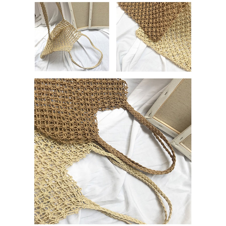 [CÓ SẴN- ẢNH THẬT] - Túi cói tote đi biển đan tay phong cách tối giản kiểu hàn quốc