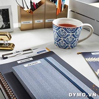 Băng nhãn dán Dymo (LT) giấy 12mm x 4m – (Đen/Trắng)