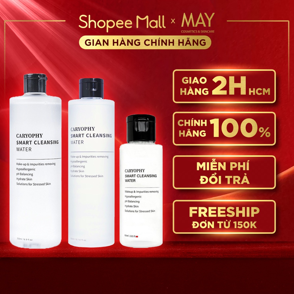 NƯỚC TẨY TRANG 5in1 CARYOPHY tẩy sạch mọi bụi bẩn ngăn ngừa mụn &amp; tẩy da chết dịu nhẹ Smart Cleansing Water 300ml/500ml