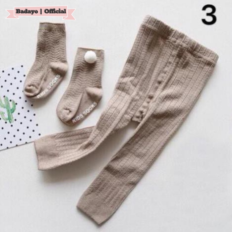 Quần legging kèm tất chân cho bé gái chất len tăm hàng quảng châu thời trang trẻ em BADAYO SE198
