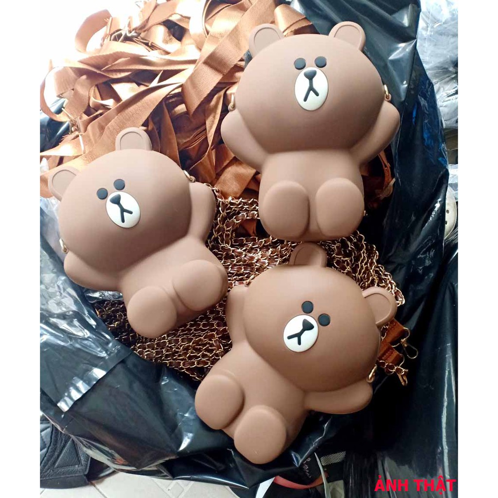 ❤️ LOẠI TỐT ❤️ Túi Đeo Chéo Silicon Hình Gấu Brown Bear Cỡ Lớn Kèm 2 Dây Đeo , TÚI XÁCH NỮ ĐỰNG ĐIỆN THOẠI T070