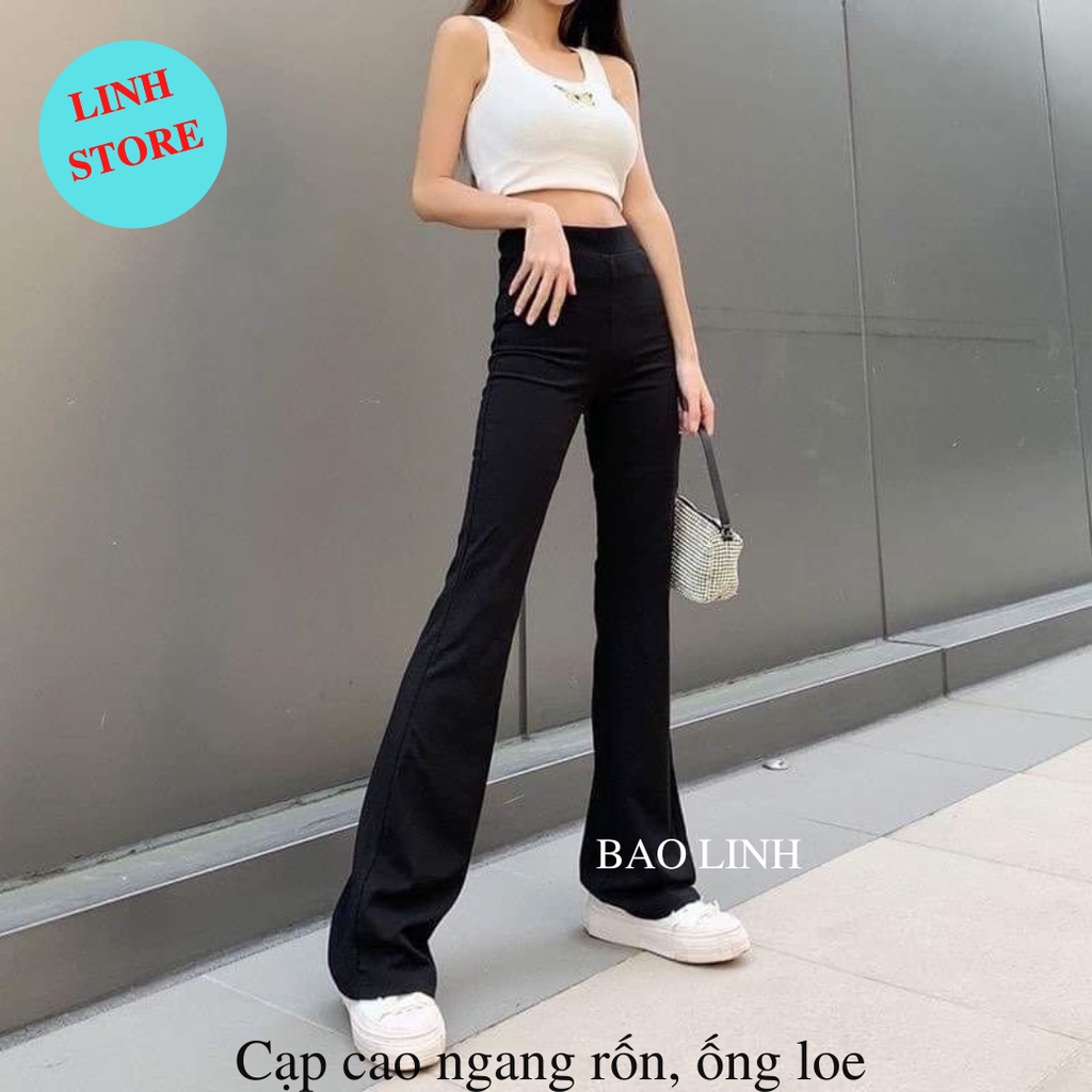 Quần Legging Nữ Ống Loe LINH STORE BigSize Dáng Legging Mặc Ở Cạp Chun Chất Liệu Cotton Co Dãn Bốn Chiều M056
