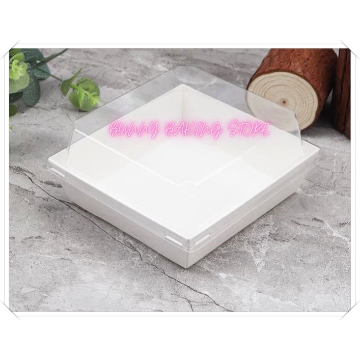 Hộp giấy kraft vuông chuyên dụng đựng bánh ngọt hoặc thức ăn màu trắng, vàng da bò