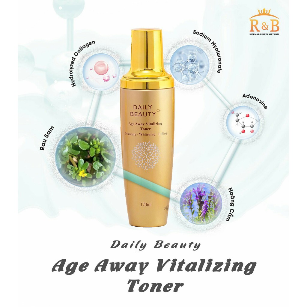 [ FREESHIP- HÀNG MỚI] Nước hoa hồng Daily Beauty Age Away Vitalizing Toner  120ml dưỡng ẩm và se khít lỗ chân lông