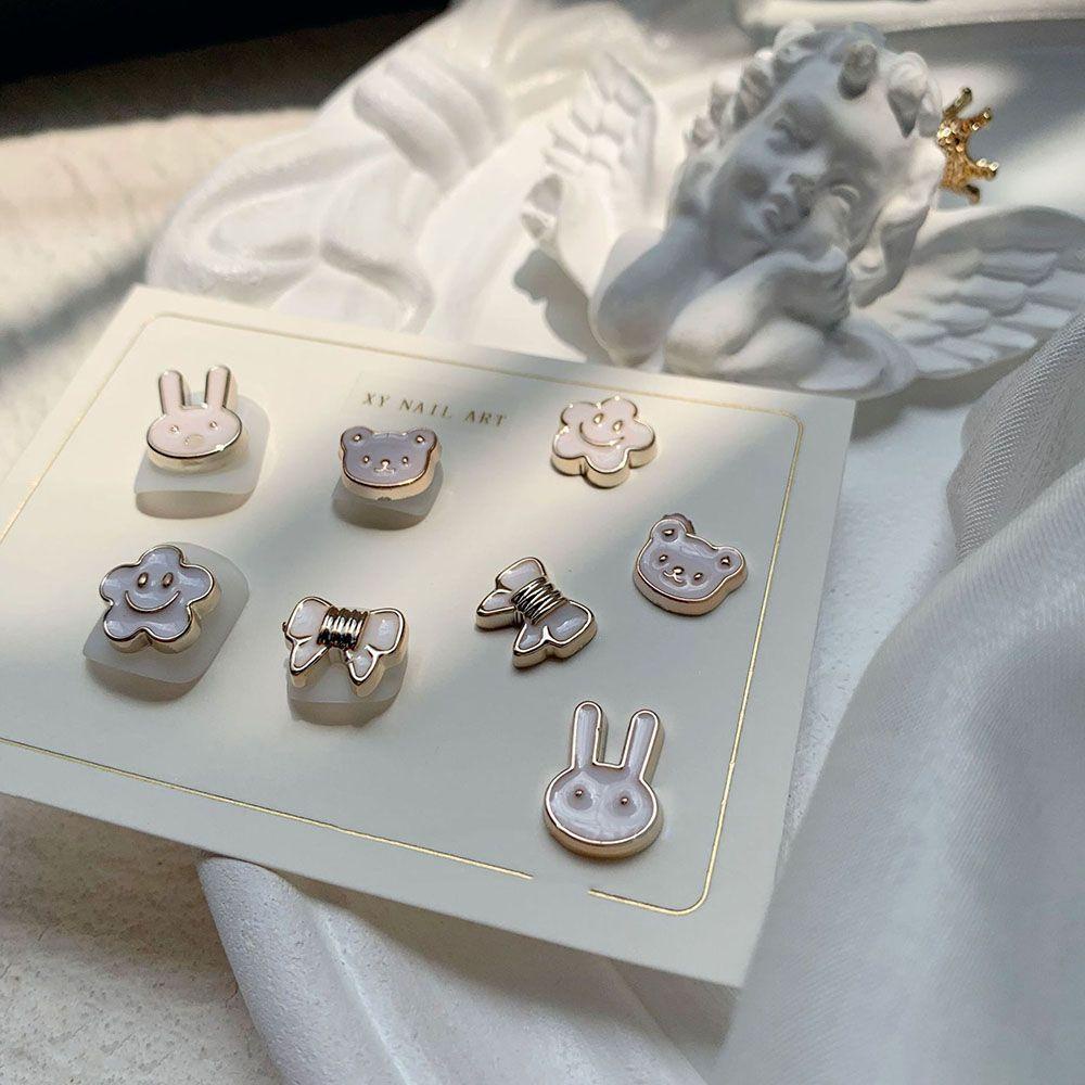 JARRED Phụ Kiện Trang Trí Móng Tay Hình Gấu Hoạt Hình Bằng Kim Loại DIY