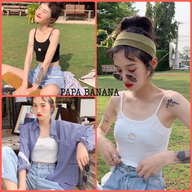 [Mã FAMAYWA giảm 10K đơn 50K] Áo croptop body 2 dây Ulzzang hình trứng rán hot hít