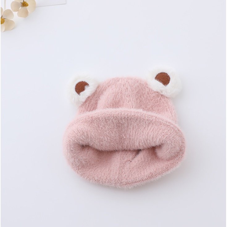 Mũ Len Tai Gấu Siêu Dễ Thương Thời Trang Thu Đông Cho Bé Gái