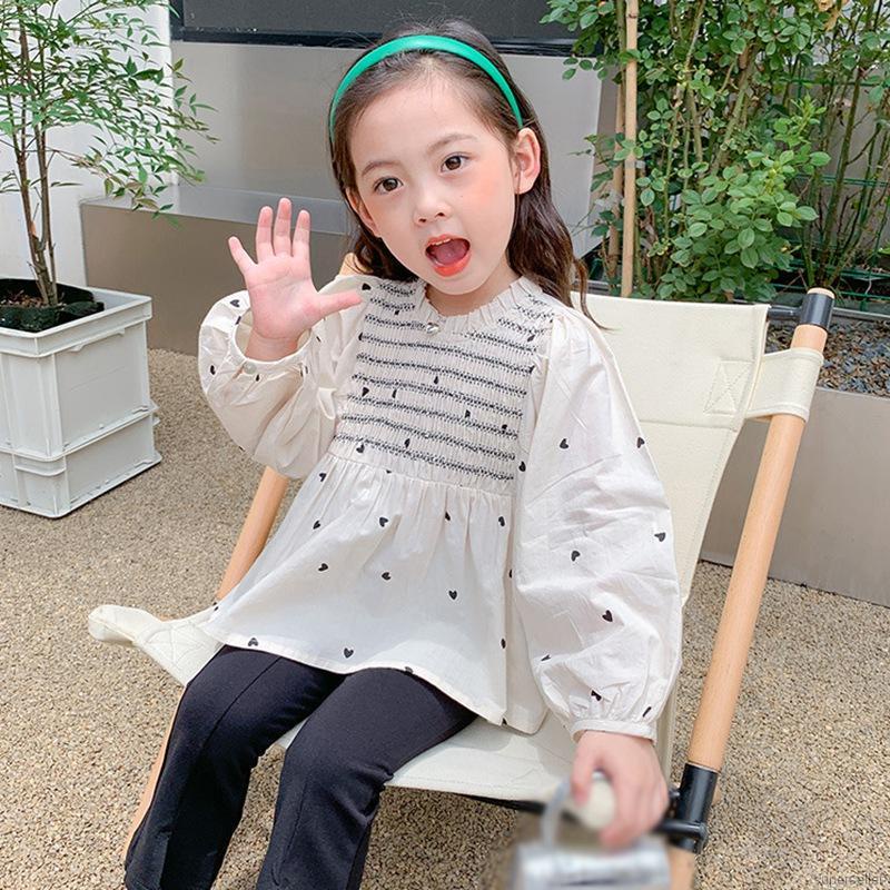 Áo Sơ Mi Tay Bồng Phong Cách Retro Hàn Quốc Thời Trang Mùa Thu Cho Bé Gái