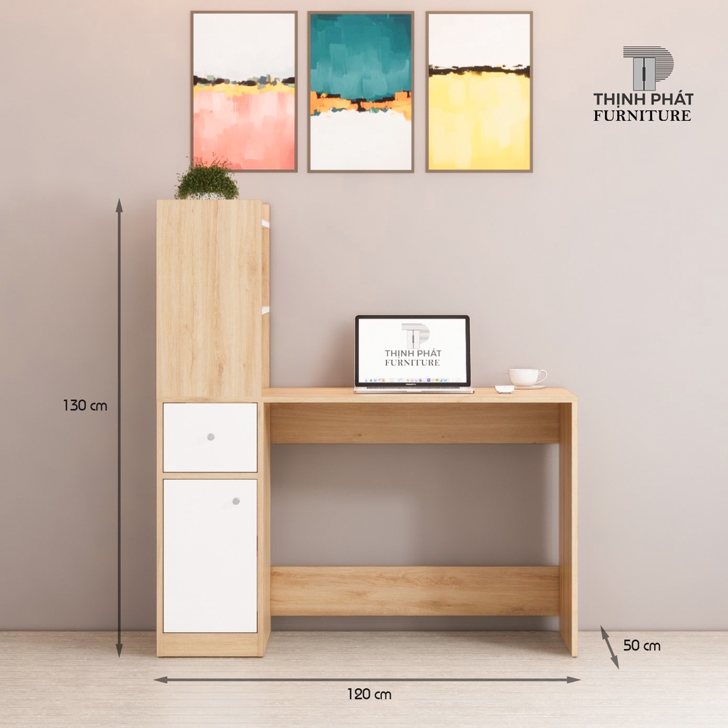 BÀN LÀM VIỆC – BÀN HỌC CÓ KỆ SÁCH BÊN TRÁI  THỊNH PHÁT FURNITURE BLV-TP05