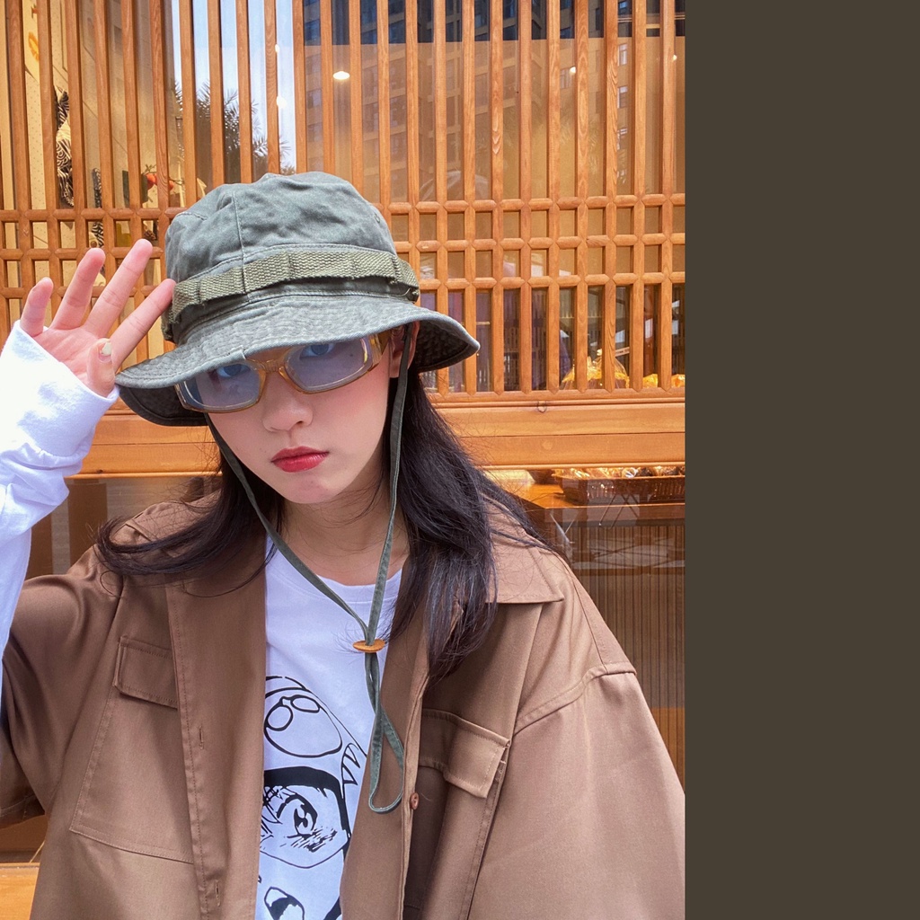 Mũ Tai Bèo Vải Cotton Có Dây Thừng Chống Gió Che Nắng Dễ Phối Đồ Thích Hợp Cho Các Hoạt Động Ngoài Trời