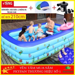 Bể phao bơi cho bé từ 1m2 đên 2m1 loại dày tặng kèm bộ vá bể, bể bơi loại dày phao bơi cho bé có đế chống trơn