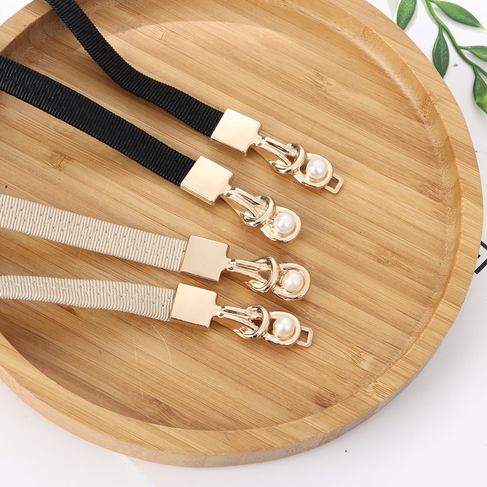 Dây thắt lưng co giãn đính hạt ngọc trai nhân tạo nhiều màu sắc tùy chọn thời trang dành cho nữ