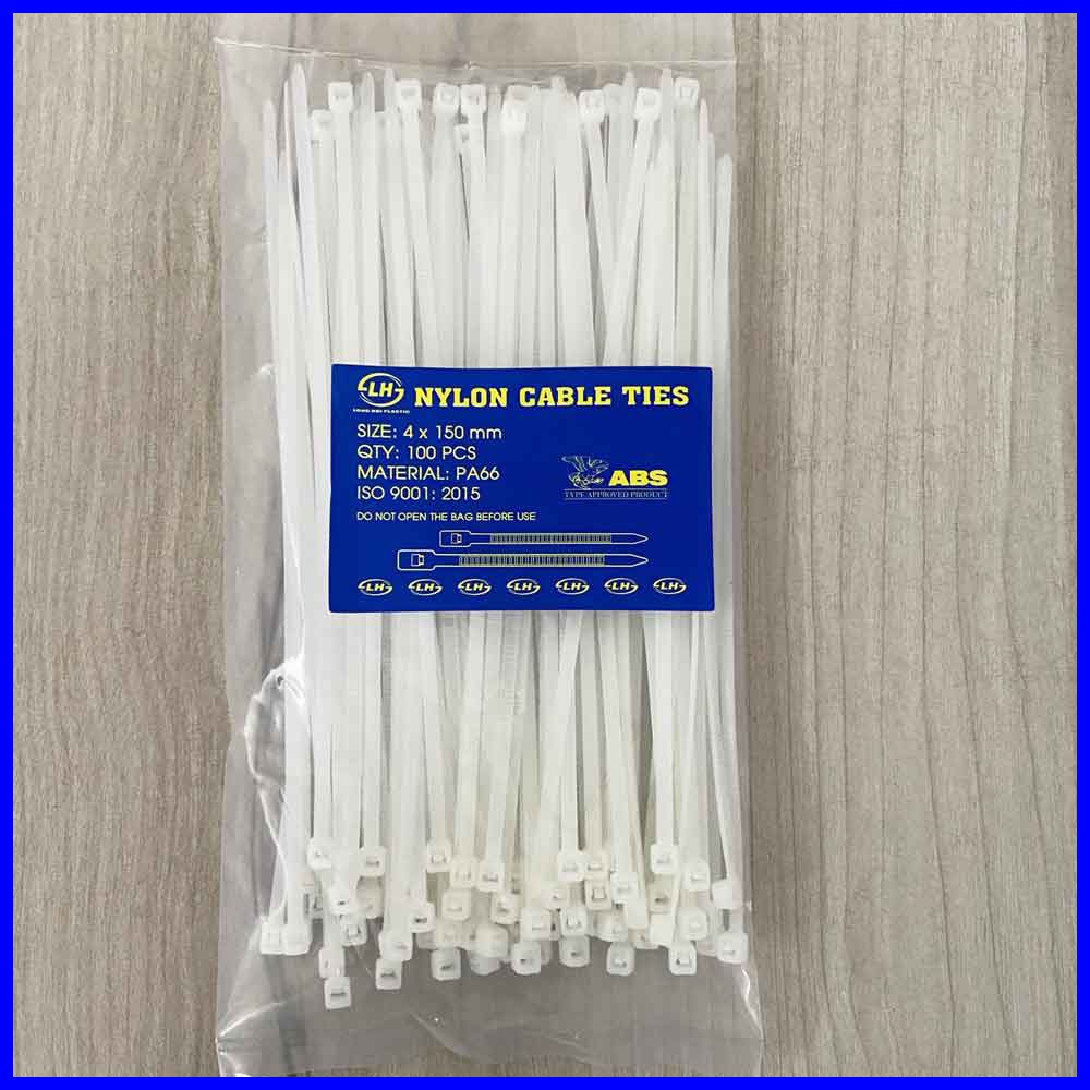 Dây Rút Nhựa 4x150mm Trắng, Đen  100 sợi/bịch