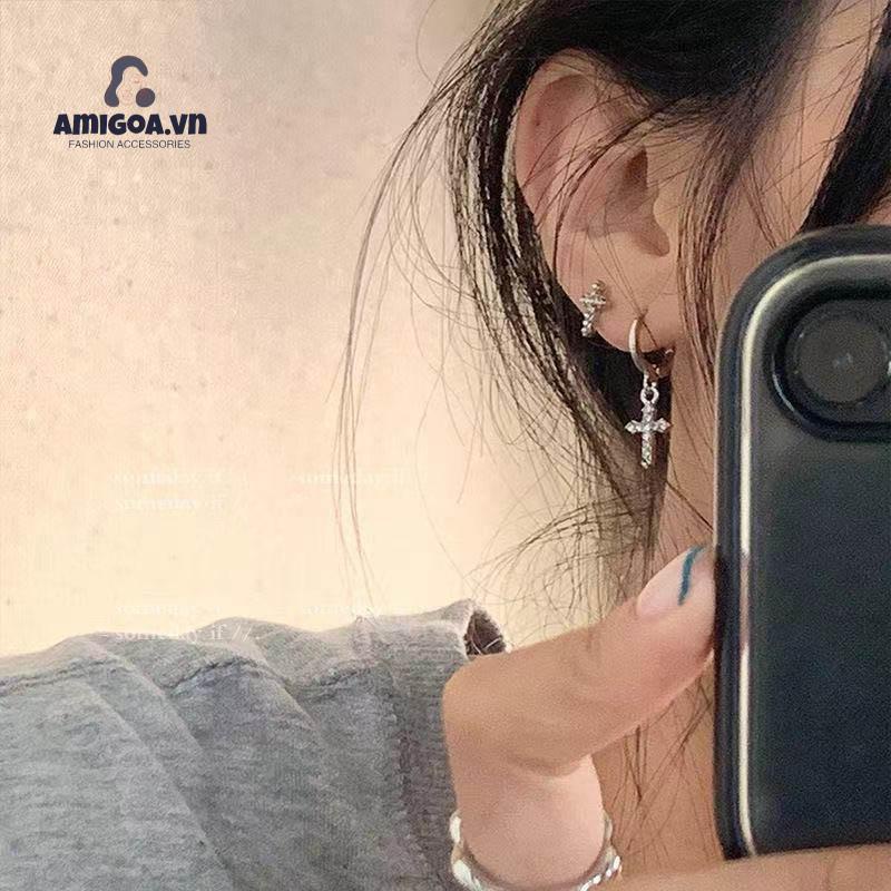 ✨✨Bông Tai Hình Chữ Thập Đính Đá Thời Trang Cho Nữ