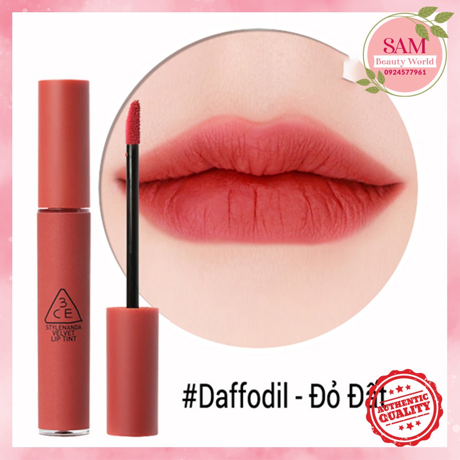 Son 3CE Kem Velvet Lip Tint Màu DDaffodil- Tone đỏ đất  sang trọng quý phái