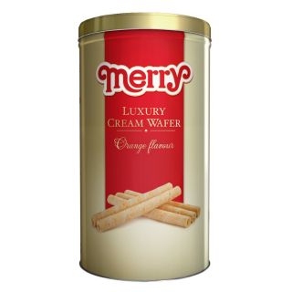 Bánh kem quế lon Merry 208g với đủ hương vị cam, socola và vani . Hsd: t10/2020