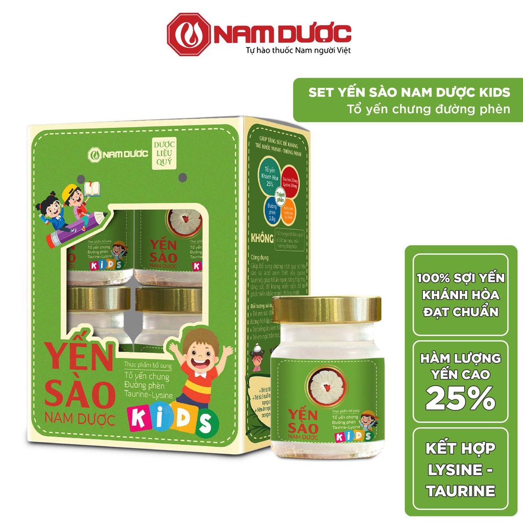 Yến Sào Nam Dược Kids Set 4 hũ x 70ml tổ yến chưng sẵn đường phèn